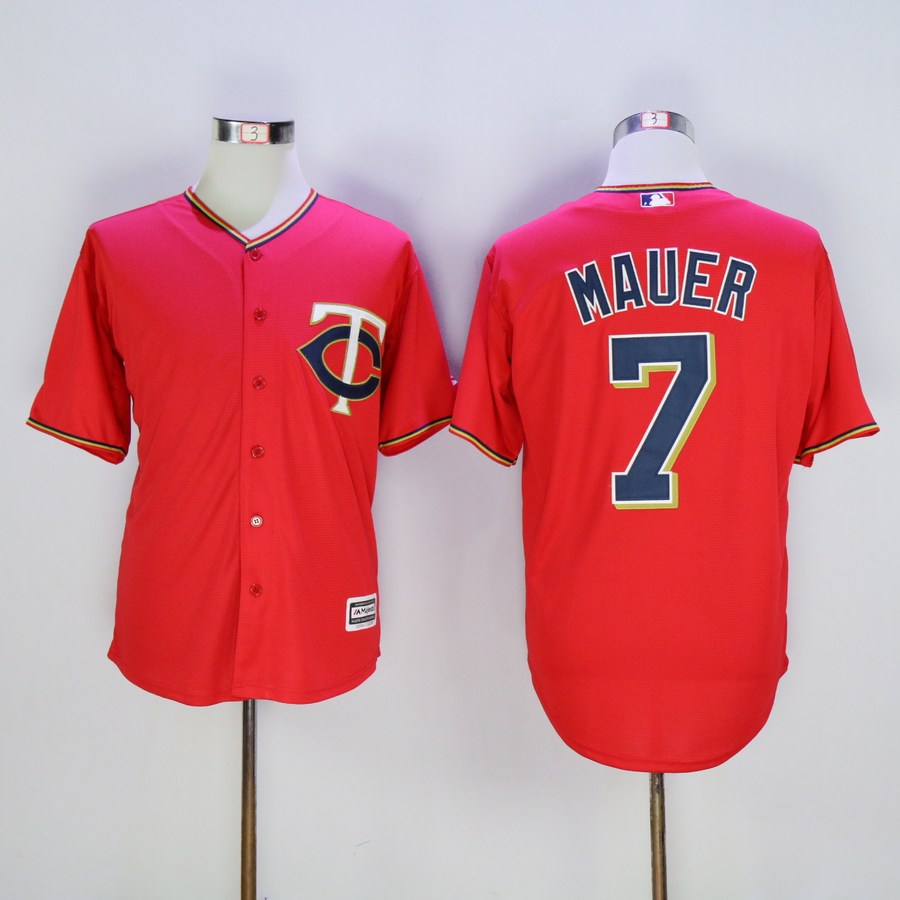 Men Minnesota Twins 7 Mauer Red MLB Jerseys